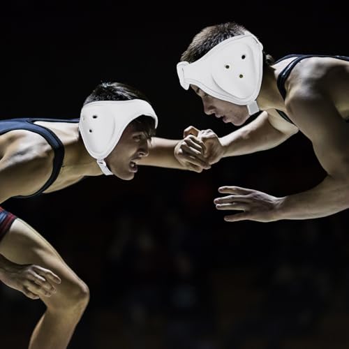 Tellegloww Wrestling Headgear for Kids Youth Soft Grappling Headgear Adjustable Wrestling Ear Guard for Adults - color: White, style: Classic Style