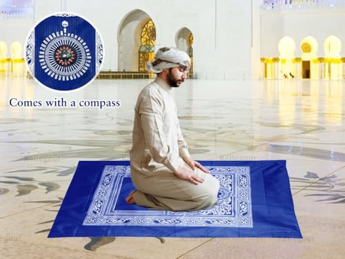 Portable Travel Prayer Mat,8 Pieces Portable Muslim Islamic Prayer Mat,Polyester Prayer Rug,4 Colors Muslim Prayer Carpet with Pocket for Islamic Gifts Ramadan Family Trips(60 cm x 100 Cm)