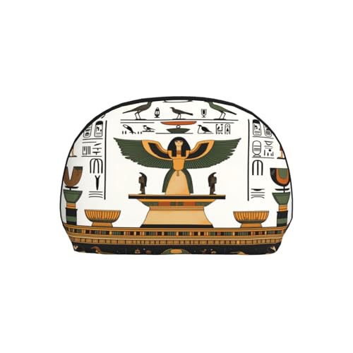 Egyptian Mystery Style 2-Piece Shell Makeup Bag Set, Large Capacity Travel Cosmetic Bag For Women With Zipper, Waterproof Polyester Toiletry Organizer Pouch For Purse, Travel, Gym & Daily Use - color: Egyptian Mystery Style