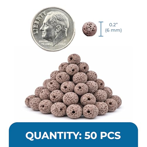 SunGrow Betta Lava Beads, Lightweight Substrate for Fish Tanks, Decorative Gravel for Aquariums, Brown Volcanic Lava Rocks for Filtration, 0.2", 50 Pcs per Pack