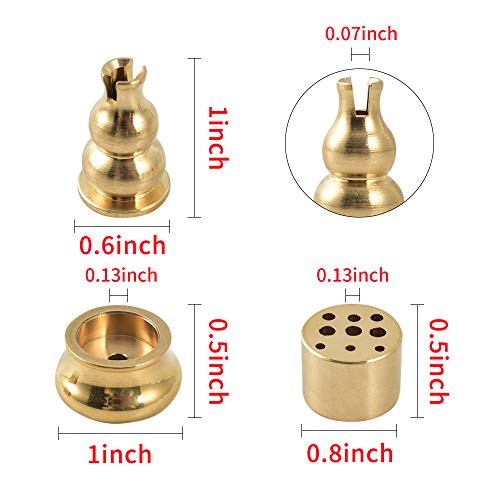 Incense Burner, Copper Incense Holder Cone Holder Gourd Incense Burner for Joss Stick, Tower Incense, Incense Coil (3 Styles) - color: Gold, 3 Pcs