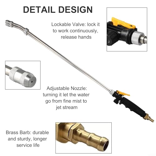 Spray Bar Replacements With 3/8" Brass Barb, Stainless Steel Wand And Rubber Handles, Adjustable Nozzle For Garden Hose Backpack Sprayer, Car Washing