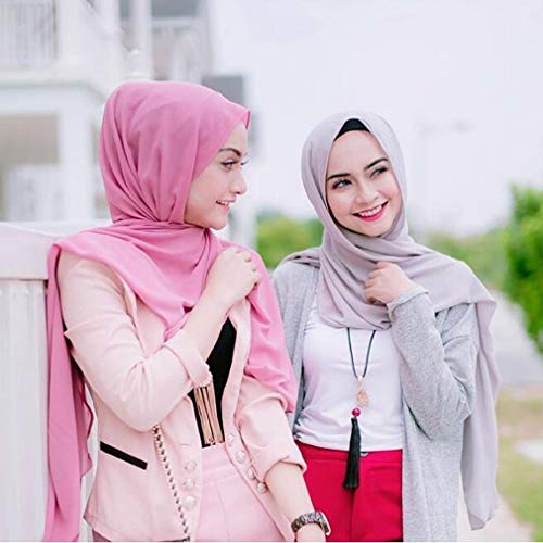 LMVERNA Solid Color Bubble Chiffon Scarf for Women Fashion Soft Hijab Long Scarfs Wrap Scarves - color: Brown