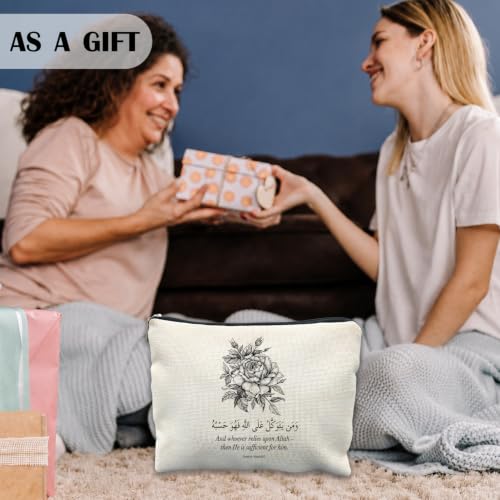 Black and White Floral Islamic Makeup Bag Gifts for Women - color: Black and White Floral Islamic