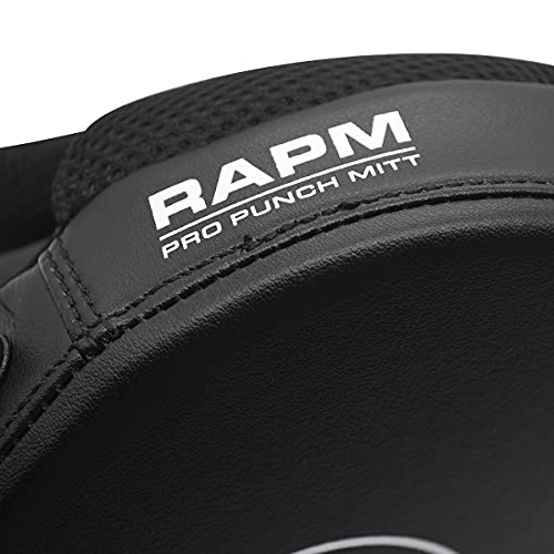 RIVAL Boxing RAPM Pro Punch Mitts - Padded Finger Protector, Pre-Curved, High-Density, Impact-Resistant Foam, and Airflow System - color: Black