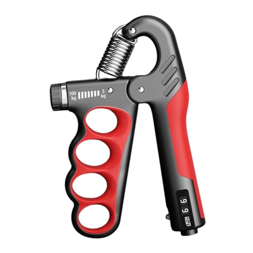 Hand Grip Strengthener, 5-100kg Adjustable Resistance Trainer with Counter, Anti-Slip Finger Hole Exerciser for Men