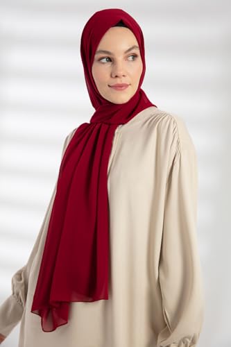 Chiffon Hijab Scarf For Women - Made in Turkiye - color: Cherry