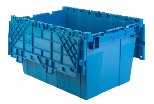 HE HUDSON EXCHANGE 21.9x15.2x12.8” (3 Pack, 12.7 Gallon) Tote with Attached Lid, Blue - color: Blue