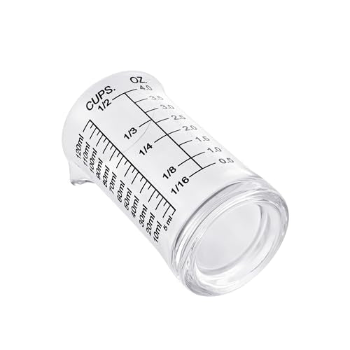 Ackers 4oz Glass Measuring Cup – Shot Glass with Ounce,Ml,Cups Markings for Kitchen & Bar(Pack of 2) - color: Black(Pack of 2)