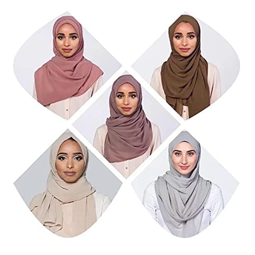 LMVERNA Solid Color Bubble Chiffon Scarf for Women Fashion Soft Hijab Long Scarfs Wrap Scarves - color: Copper