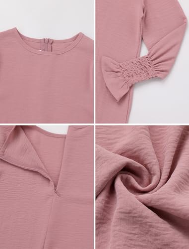 IWEMEK Kids Muslim Dress for Girls Islamic Prayer Abaya Dress with Hijab Jibab 2 Piece Eid Ramadan Dubai Outfits Kaftan Robe - color: Pink, size: 5-6 Years