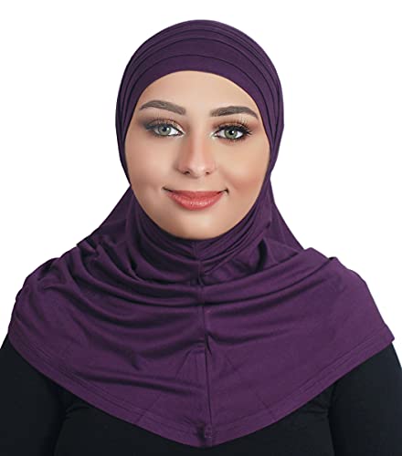AL AMIRA Beautiful cotton hijab scarf Islamic women fancy hijab K101 - color: Purple