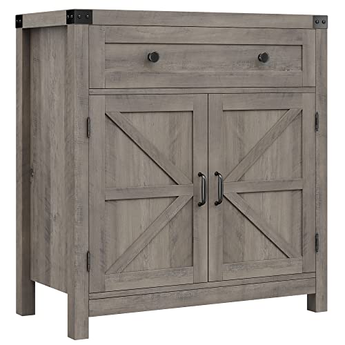 HOSTACK Kitchen Storage Cabinet, Farmhouse Coffee Bar Cabinet, Ash Gray - color: Ash Grey
