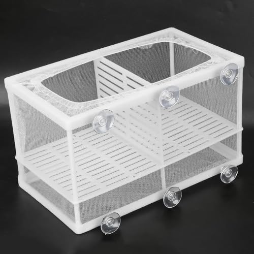 Aquarium Breeder Box with Suction Cups Partition Design Detachable Isolation Hatchery for Fish Fry Tank Breeding(L with Partition) - size: L (with Partition)