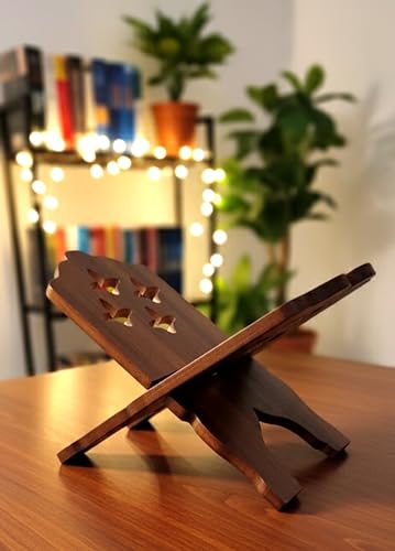 Holy Book Stand Wooden | Holy Book Stand Reading for Rehal, Quran, Bible, Bhagwat, Gita, Ramayana & Guru Granth Sahib, (13 Inche Brown)