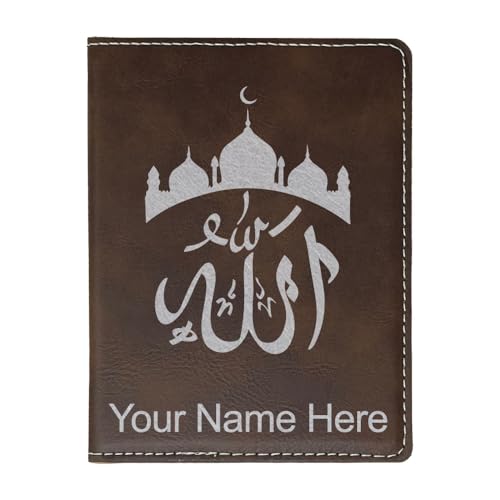 LaserGram Faux Leather Passport Holder, Allah 2, Personalized Engraving Included (Rustic with Silver) - color: Rustic with Silver