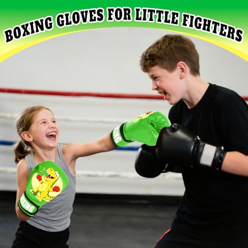 Kids Boxing Gloves for Boys & Girls, Youth Boxing Training Gloves for Kids Age 3 to 9 Years, 4OZ Training Sparring Gloves for Punching Bag Kickboxing Muay Thai MMA - color: Green