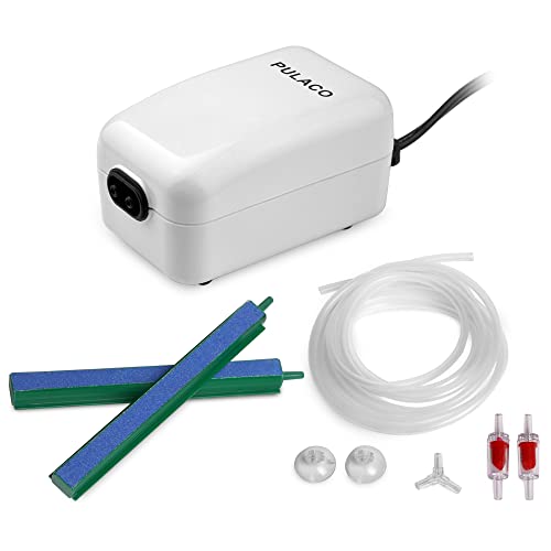 Dual Outlet Aquarium Air Pump, Quiet Oxygen Pump with Accessories for 10 to 100 Gallon