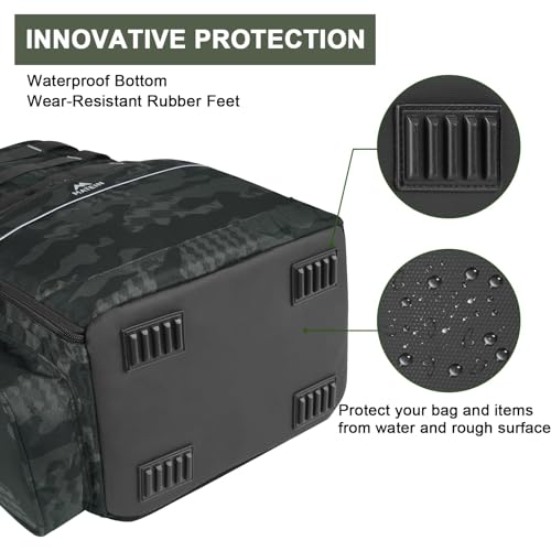 MATEIN Fishing Backpack, Tackle Storage Bag with Rod Holders & Cooler | Water Resistant Fishing Bag Fits 4 3600 Trays, Large Wide Open Tackle Box Backpack, Gifts for Fishermen - color: Camouflage - Large