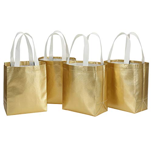 Tosnail 40 Pack 10 x 8 Inch Reusable Present Gift Bag, Medium Grocery Bags, Shopping Tote Bag for Weddings, Birthday, Party - color: Gold