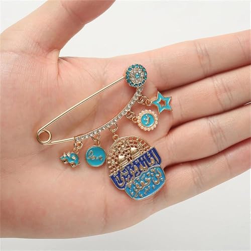 Islam Muslim Allah AYATUL KURSI Mashallah Arabic Brooch for Men and Women Charm Footprint Circle Card Amulet Jewelry Baby Pin Eid Jewelry Gift