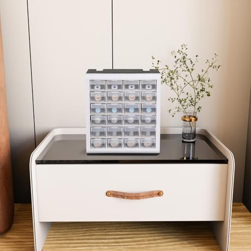 Gonice Craft Cabinet Organizer, 24 Drawer Plastic Parts Cabinet, Tool Storage Box for Screws, Nuts and Small Parts - style: screw organizer