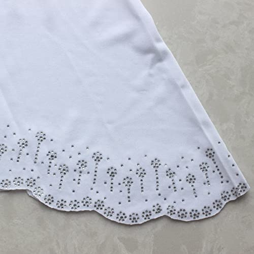 Instant Hijab Scarf for Women Muslim Women Clothing Headscarf for Girls with Czech Rhinestone - color: White-wavy Edge
