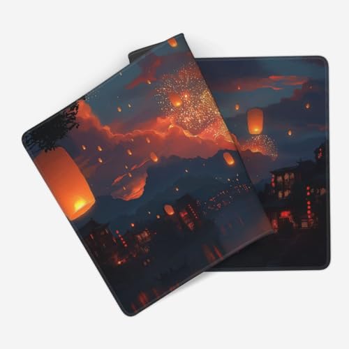 XXL Gaming Mouse Pad 35.4 x 15.7 Inch, Large Desk Mousepad | Moonlit Asian Landscape Design , Non-Slip Rubber Base, Water-Resistant Surface and Stitched Edges for Gaming, Office & Home - color: Moonlit Asian Landscape