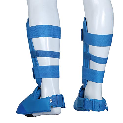 Twister Muay Thai, Boxing, Kickboxing,Karate, Taekwondo, MMA Shin & Instep Padded Guards, Shin in Steps, Shin Guards - color: BLUE, size: X-Large