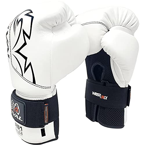 RIVAL Boxing RB1 2.0 Ultra Bag Gloves, Hook and Loop Closure, Super-Resistant Microfiber, High-Density Foam, Breathable Mesh Palm - color: White, size: Medium