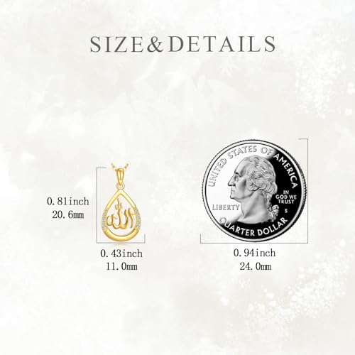 DOVRAN 9K/10K/14K Solid Gold Necklace for Women Real Yellow Gold Faith Pendant Jewelry Mother's Day Birthday Gift for Wife Mom - color: C04--Allah Custom
