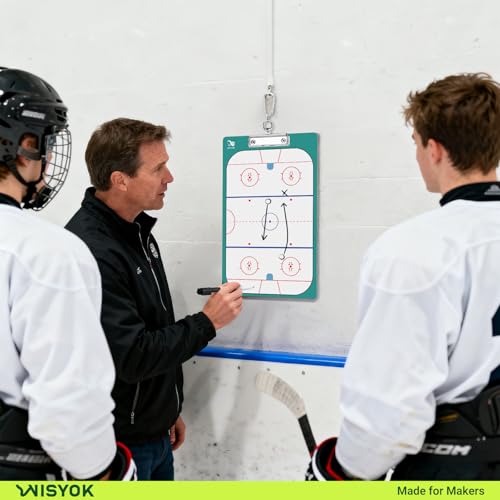 WISYOK Double-Sided Hockey Dry Erase Clipboard for Coaches, Whiteboard, Coach Lineup Board with Marker - style: Hockey