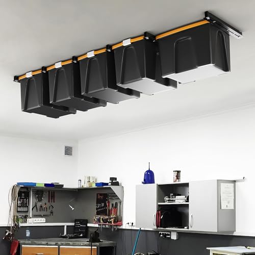 Ultrawall Overhead Garage Storage Rack, Heavy Duty Ceiling Storage Rack, 26 Inch Adjustable Ceiling Bin Storage System, 6 Sets for 5 Bins - style: For 5 Bins