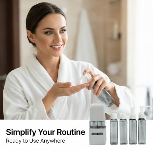4 in 1 Travel Dispenser Bottle Refillable 4 in 1 Travel Dispenser 60ml Travel Bottles Leakproof Travel Size Containers for Toiletries Shampoo Lotion Gray - color: Gray
