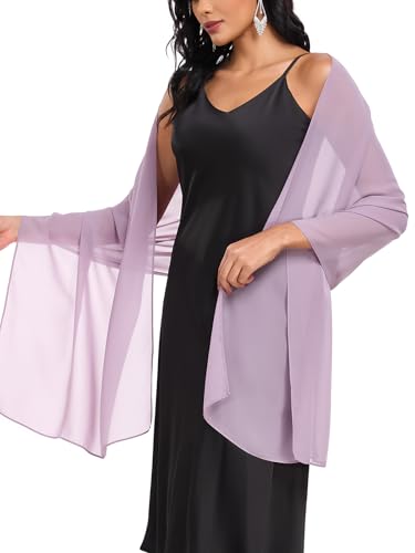 Shawls and Wraps Soft Chiffon Scarve Scarf For Evening Party Dresses Wedding Stole - color: Violet