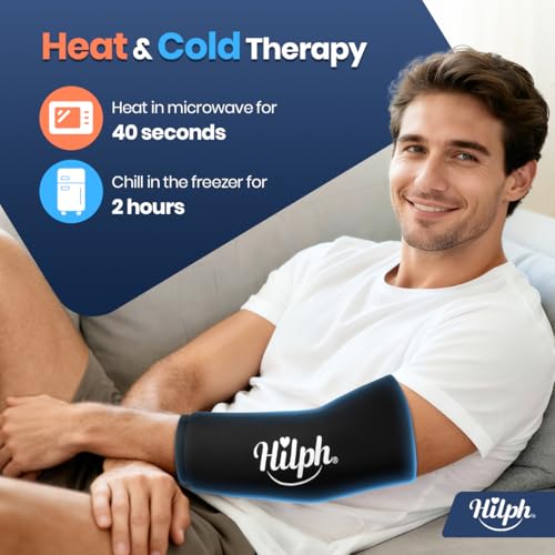 Hilph Elbow Ice Pack Wrap, Multi-Use Ice Sleeve for Elbow Arm Knee, Medium | Reusable, Flexible Gel, Cold Compression, Tennis Elbow Golfers Arm Tendonitis Pain Relief, Muscle Relaxation, Sports Recovery - size: Medium, style: Black