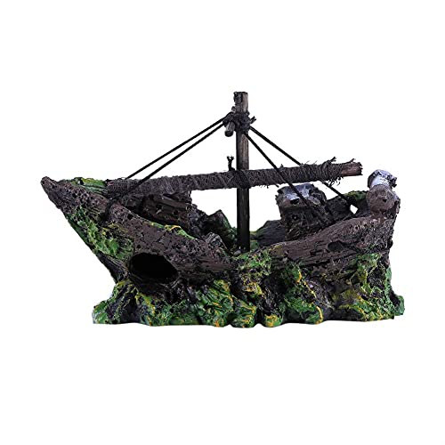 Artificial Resin Pirate Ship Boat Aquarium Landscaping Glass Fish Tank Ornaments Resin Boat Small Net Boat Decor for Fish Tank Accessories