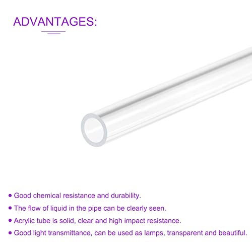DMiotech 4pcs 1/4" x 5/16" x 12" Clear Acrylic Pipe Rigid Plastic Tubing for Aquarium Water Pipe, Water Cooling System, Plumbing - size: 1/4" x 5/16"