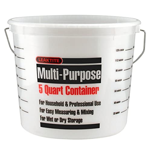Leaktite 35054 L50CLR 5 Qt Clear Measure Plastic Pail w/Metal Ring