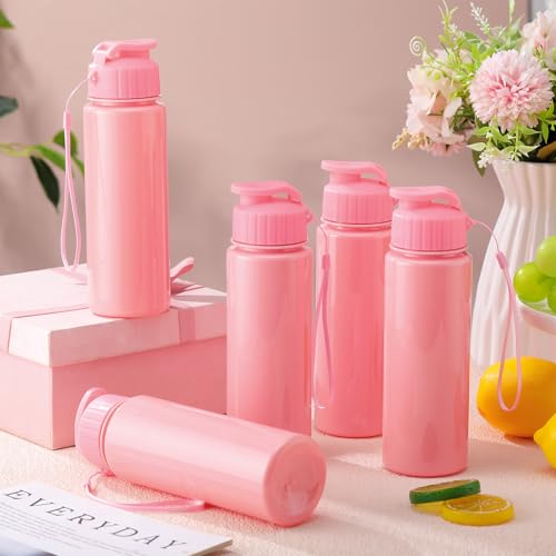 Mifoci 20 Pieces Water Bottle Bulk 17 oz Plastic Water Bottles Bulk Gym Sports Adults Reusable Large Bottles with Leak Proof Flip Top for Party Outdoor (Solid Pink) - color: Solid Pink