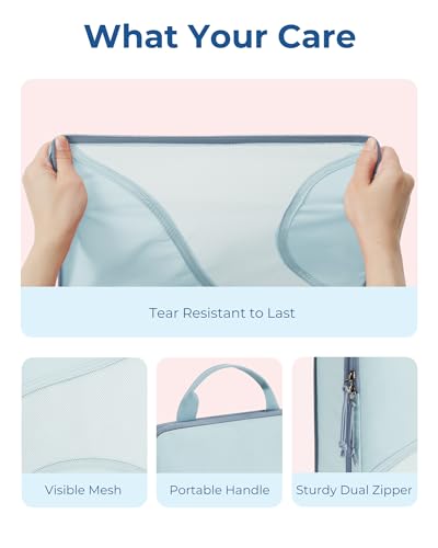Bagsmart Compression Packing Cubes, Travel Bag Cruise Ship Essentials - color: Light Blue, size: 6 Set