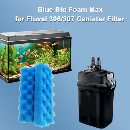 6 Pcs Blue Foam Max Filter Compatible with Fluval 206 207 306 307 Canister Filter Aquarium Bio Sponge Replacement - size: 6 PCS
