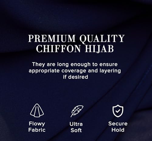Premium Chiffon Hijab Scarf for Women Lightweight Non Slip Fashion Scarves - color: Navy Blue, size: 1 Pack
