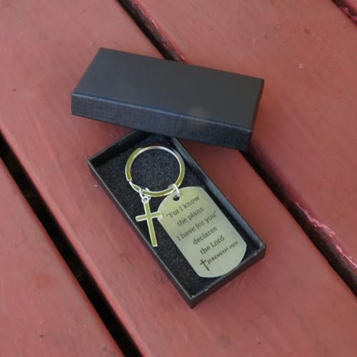 Inspirational Scripture Keychain with Cross - Bible Verse Matte Key Chain Religious Gift for Christian - style: Jeremiah 29:11