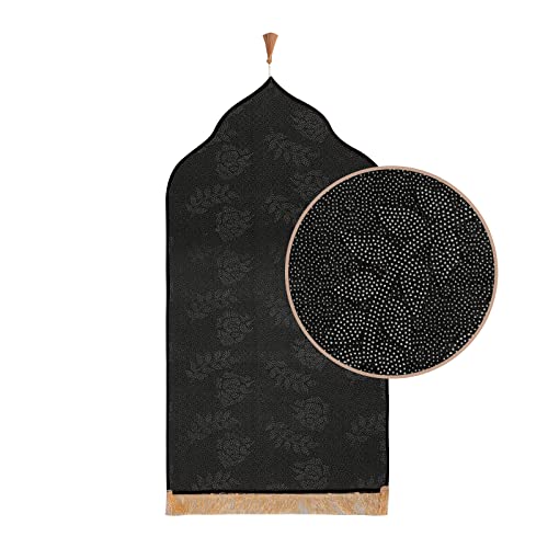 Muslim Prayer Rug Islamic Mat for Muslim Prayers Great Ramadan Gift for Muslim Men Women Portable Prayer Mat Rug Turkish Pocket Praying Rug Thick Large Padded Sajadah Muslim Prayer Rug Velvet Carpet - color: Light Tan