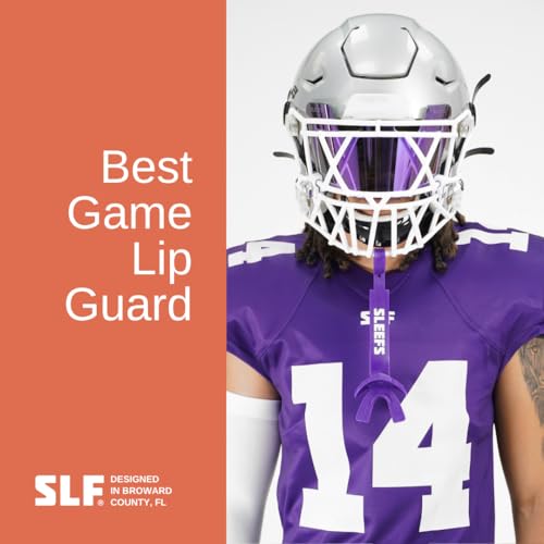 SLEEFS X Purple Football Mouth Guard - Lip/Mouthguard with Helmet Strap - Lip/Teeth Protector Mouthpiece - Moldable - for Youth/Adults, Men & Women Mouth Guard, Maximum Air Flow, Lacrosse, All Sports - color: Purple