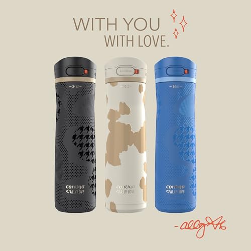 Contigo x Ally Love Jackson Chill 2.0, Stainless Steel, Spill Proof Water Bottle with AutoPop Lid, BPA Free, 24oz, Stellar Jay - color: Stellar Jay, size: 24oz (Pack of 1), style: Ally Love