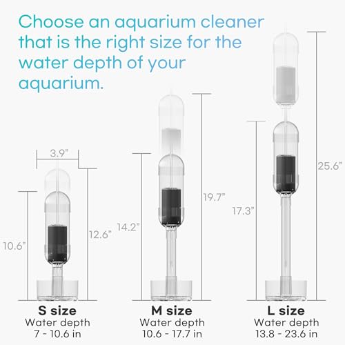 Aquarium Cleaner 2in1 Replacement Pipe Set – Medium (Water Depth 10.6–17.7 in) | Compatible with V1 & V2 | for Changing Cleaner Size - size: Medium