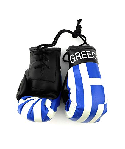 Hanging Car Mirror Mini Boxing Gloves (Greece) - color: Greece