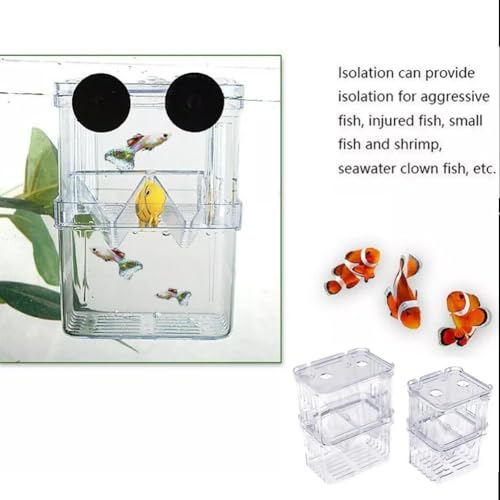 Generic Aquarium Fish Breeding Box, Acrylic Guppy Breeding Tank Hatchery Incubator, Transparent Isolation Box, 10*8*7cm/3.93*3.15*2.75inch
